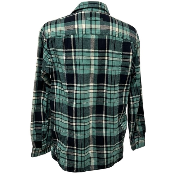 Duluth Trading co women’s blue green plaid cotton flannel shirt size large - Picture 2 of 6